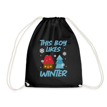 Boy Likes Winter Cozy Winter Days Snowflake Tea - Drawstring Bag - black - Front