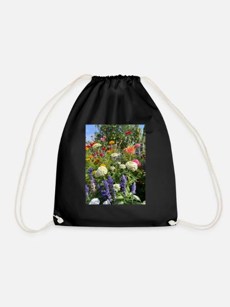Blumen - Turnbeutel - Schwarz