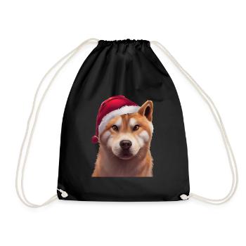 Akita Christmas - Drawstring Bag - black - Front