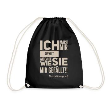 Ich mach mir die Welt widewide wie sie mir gefällt - Turnbeutel - Schwarz - Vorne