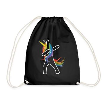 Einhorn dabbing transparent - Turnbeutel - Schwarz - Vorne