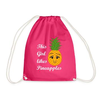 Mädchen mag exotische Früchte, Ananas, Urlaub, - Turnbeutel - Fuchsia - Vorne