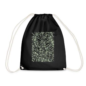 Geometric Print - Drawstring Bag - black - Front