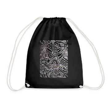 Geometric Print - Drawstring Bag - black - Front