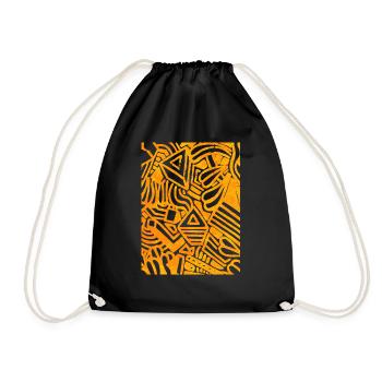 Geometric Print - Drawstring Bag - black - Front