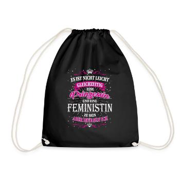 Nicht einfach Feministin und Prinzessin zu sein - Turnbeutel - Schwarz - Vorne