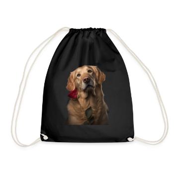 Golden Retriever Saint-Valentin - Sac de sport léger - noir - Devant