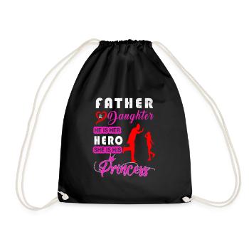 FATHER AND DAUGHTER HERO AND PRINCESS 4 - Drawstring Bag - black - Front