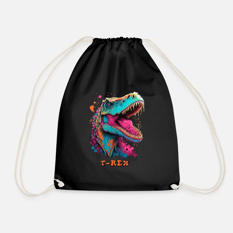 T-Rex - Drawstring Bag - black
