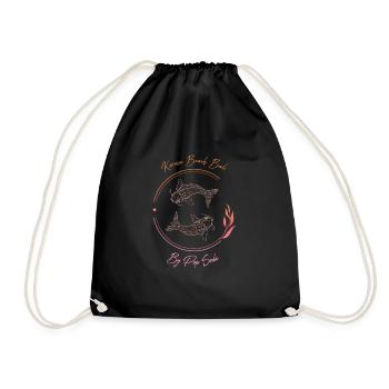 Karma Beach fishes orange pink - Drawstring Bag - black - Front