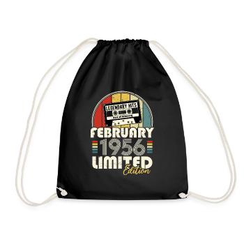 February 1956 Vintage Anniversary Retro Gift - Drawstring Bag - black - Front