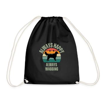 ALWAYS HAPPY ALWAYS WAGGING - Drawstring Bag - black - Front