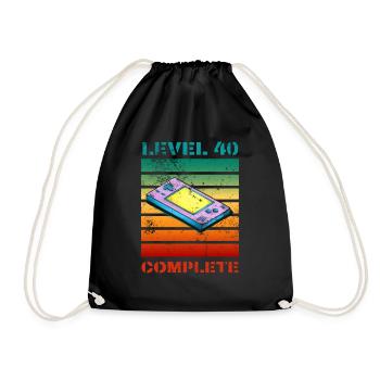Level 40 Complete. zum 40 Geburtstag. 40 Jahre. - Turnbeutel - Schwarz - Vorne