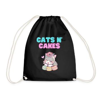 Katzen und Kuchen - Turnbeutel - Schwarz - Vorne