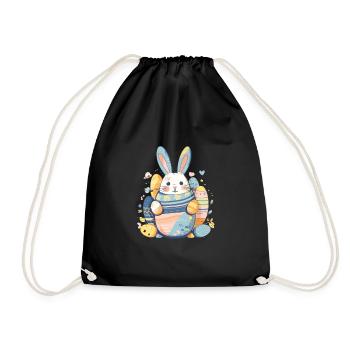 Osterhase - Turnbeutel - Schwarz - Vorne