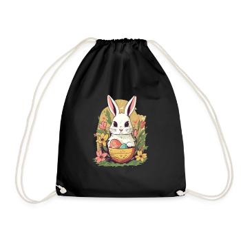 Osterhase - Turnbeutel - Schwarz - Vorne