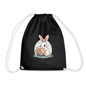Osterhase - Turnbeutel - Schwarz - Vorne