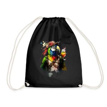 Pirate perroquet cool avec de la bière. - Sac de sport léger - noir - Devant
