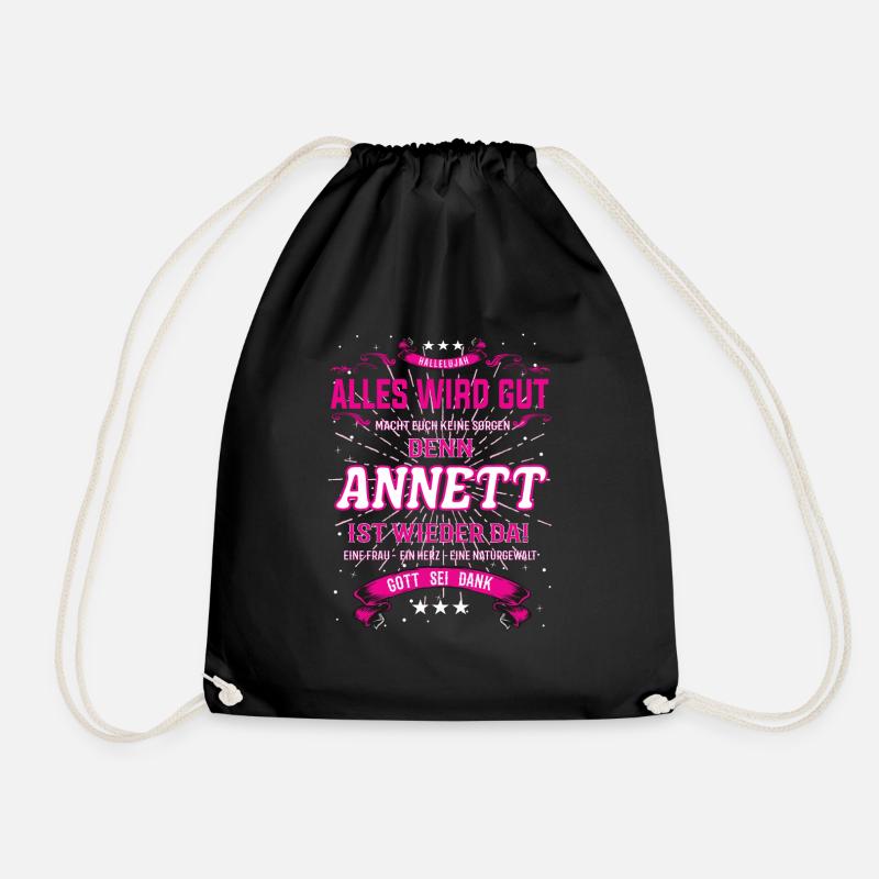 Anett Design, alles wird gut - Turnbeutel - Schwarz