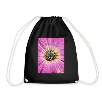 Daisy with purple petals, close up photo - Drawstring Bag - black - Front