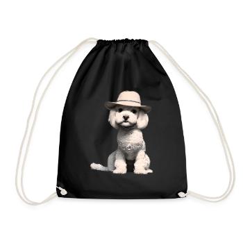 puppy poodle dog owner poodle puppy dog love - Drawstring Bag - black - Front