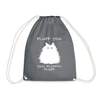 Flausch dich, du flauschiger Flaum | Katze, Tiere - Turnbeutel - Grau - Vorne