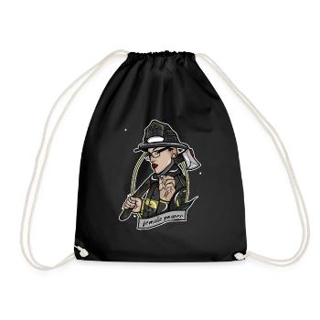 Feuerwehrfrau // Oldschool // Illustration - Turnbeutel - Schwarz - Vorne