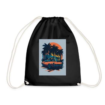 Miami Retro Ride - Turnbeutel - Schwarz - Vorne