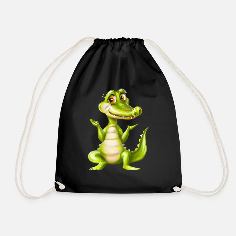 Happy croc - Drawstring Bag - black