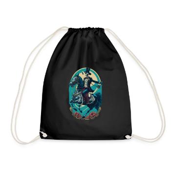 Skelett im Anzug reitet Pferd Cool Comic Cartoon - Turnbeutel - Schwarz - Vorne
