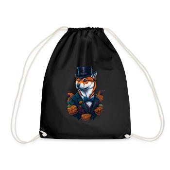 Shiba Inu Hat Crypto Coin Dogecoin Meme Funny - Drawstring Bag - black - Front