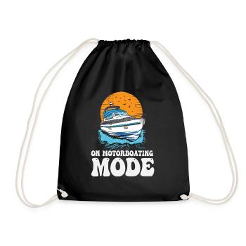 On Motorboating Mode Pontoon Captain Lake Life - Drawstring Bag - black - Front