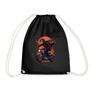 Squelette sur motard moto - Sac de sport léger - noir - Devant