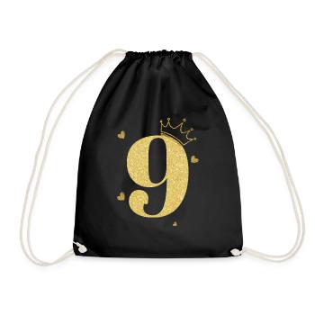 9th anniversary golden crown - Drawstring Bag - black - Front