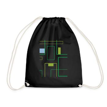 Carres et lignes en verte minimaliste tendance - Sac de sport léger - noir - Devant