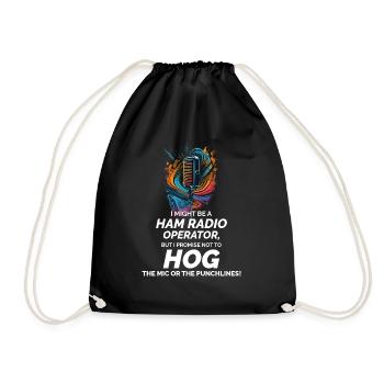 Radio Wave Art Ham Operator's Promise Funny - Drawstring Bag - black - Front