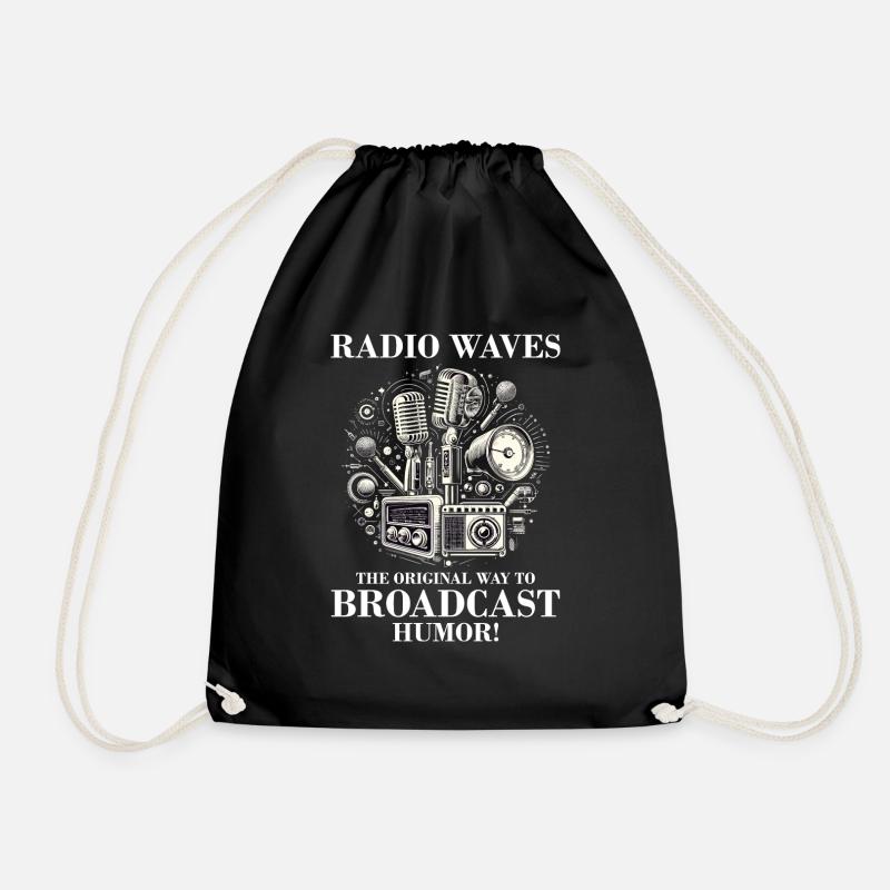 Vintage Amateur Ham Radio Operator Retro Humor - Drawstring Bag - black