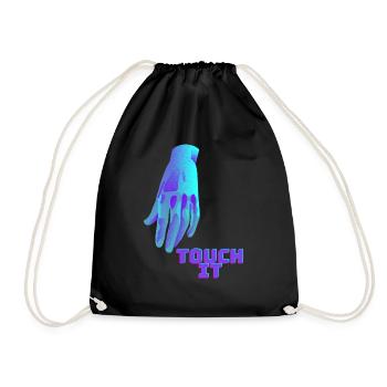 Touch It - blaue Hand - Turnbeutel - Schwarz - Vorne