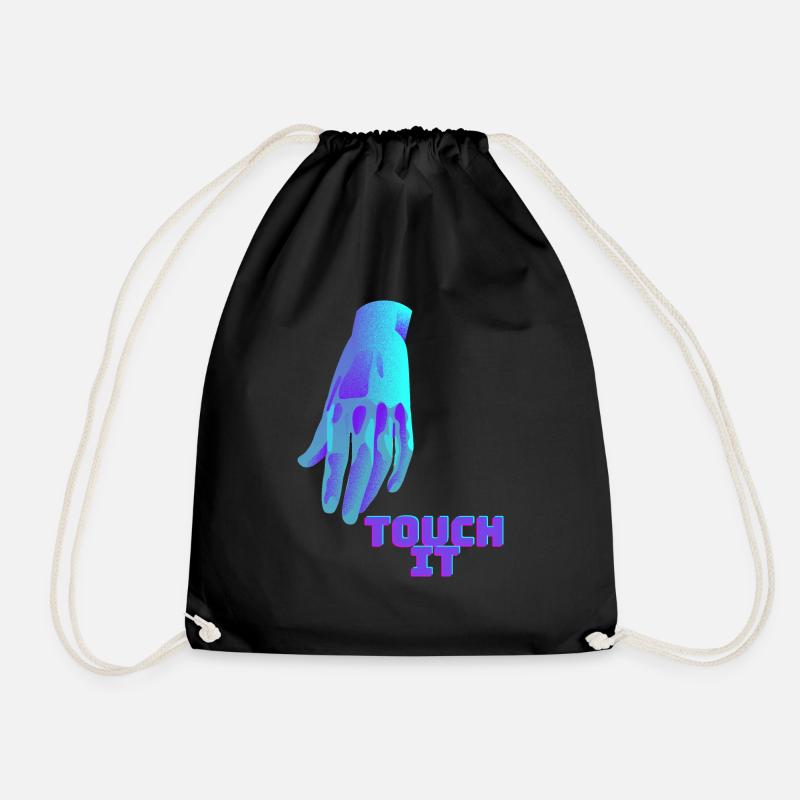 Touch It - blaue Hand - Turnbeutel - Schwarz