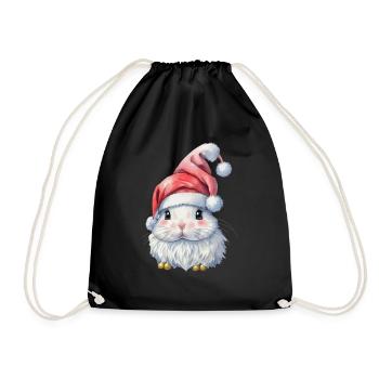 Cute Christmas Rabbit - Drawstring Bag - black - Front