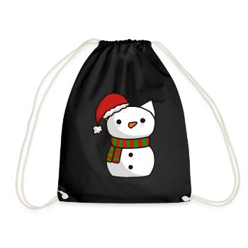 Chat mignon en forme de bonhomme de neige, chats Kawaii - Sac de sport léger - noir - Devant