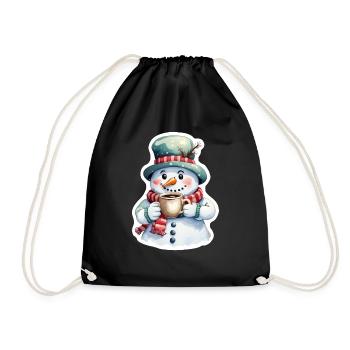 Schneemann - Turnbeutel - Schwarz - Vorne