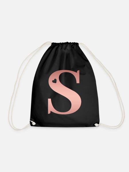 Buchstabe S Roségold - Turnbeutel - Schwarz