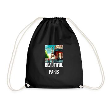Beautiful Paris - the beautiful Paris - Drawstring Bag - black - Front