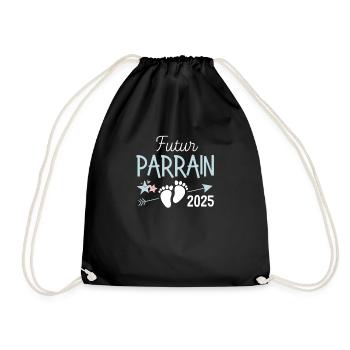 Futur Parrain 2025 Cadeau baptême - Sac de sport léger - noir - Devant