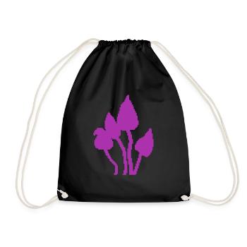 Pink Retro Fungi Pixel Art Style - Drawstring Bag - black - Front
