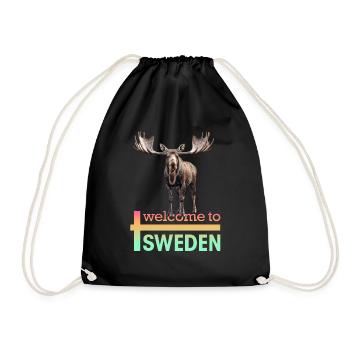 Schweden Schwedischer Elch bestes Tier Geweih Hirsch Hirsch - Turnbeutel - Schwarz - Vorne