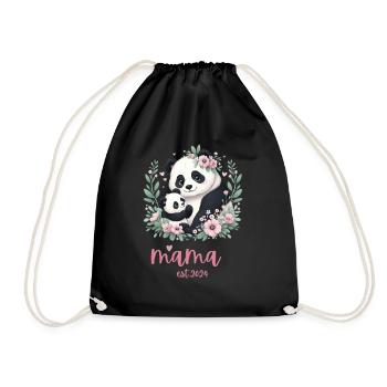 Mama est 2024 I Panda Bear Mum I First Time Mom - Drawstring Bag - black - Front