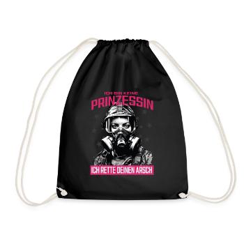 Firefighter Princess T-Shirt - Drawstring Bag - black - Front