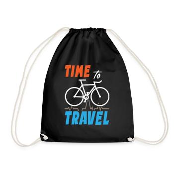 Time To Travel Bike - Turnbeutel - Schwarz - Vorne
